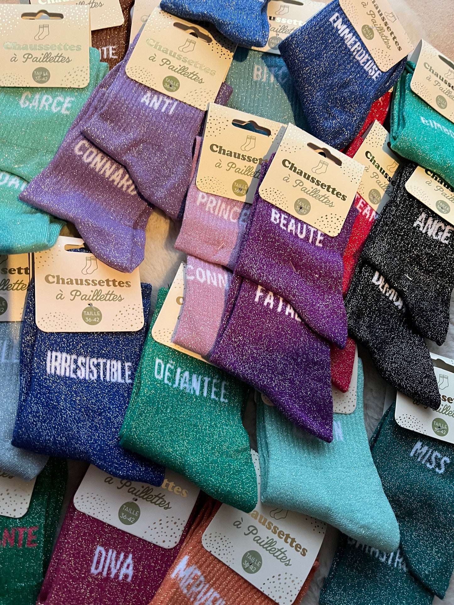 COFFRET DE NOEL DE 5/10/15/20/26 PAIRES DE CHAUSSETTES A PAILLETTES