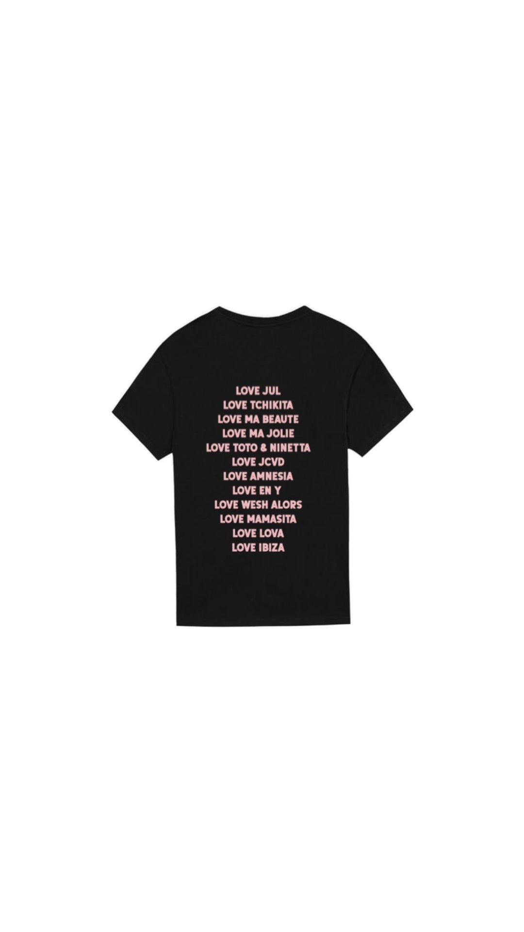 T-shirt " LOVE JUL " en rose pailleté