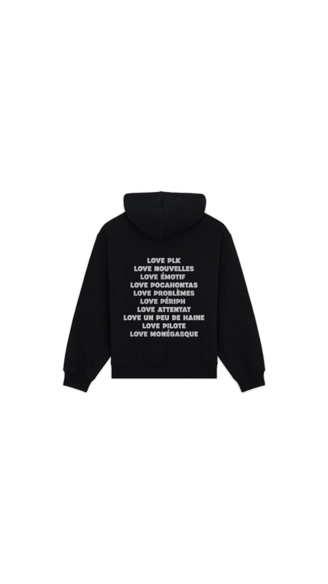 Sweat noir " LOVE PLK " en argenté pailleté