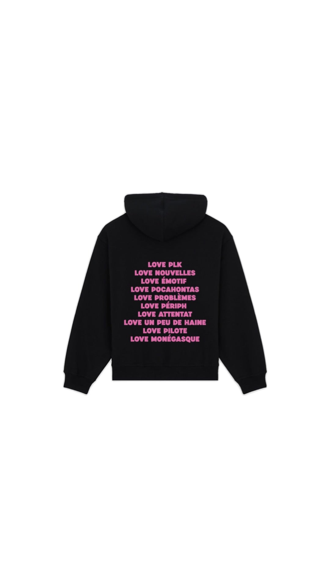 Sweat noir " LOVE PLK " en rose pailleté