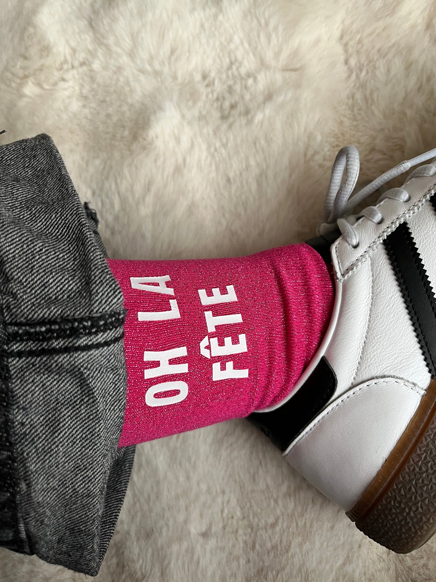 Chaussettes à paillettes " OH LA FETE "