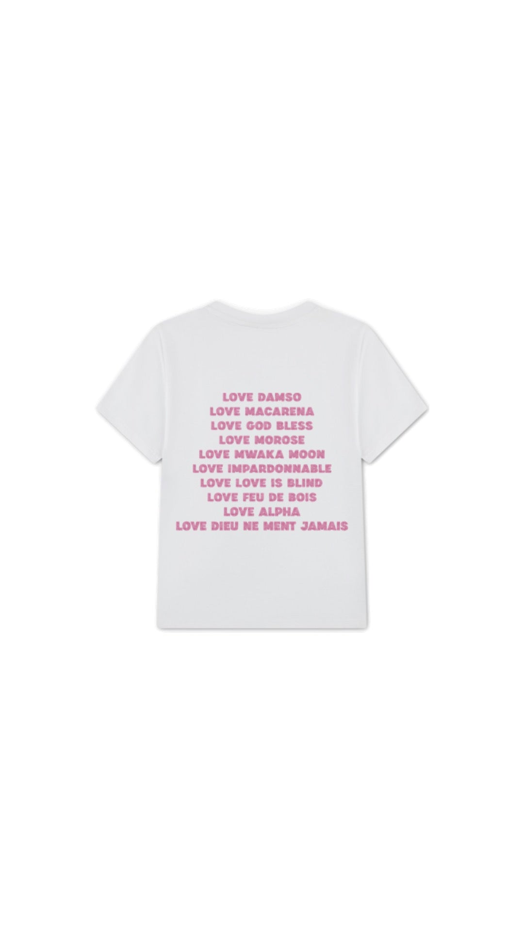 T-SHIRT " LOVE DAMSO " en rose pailleté