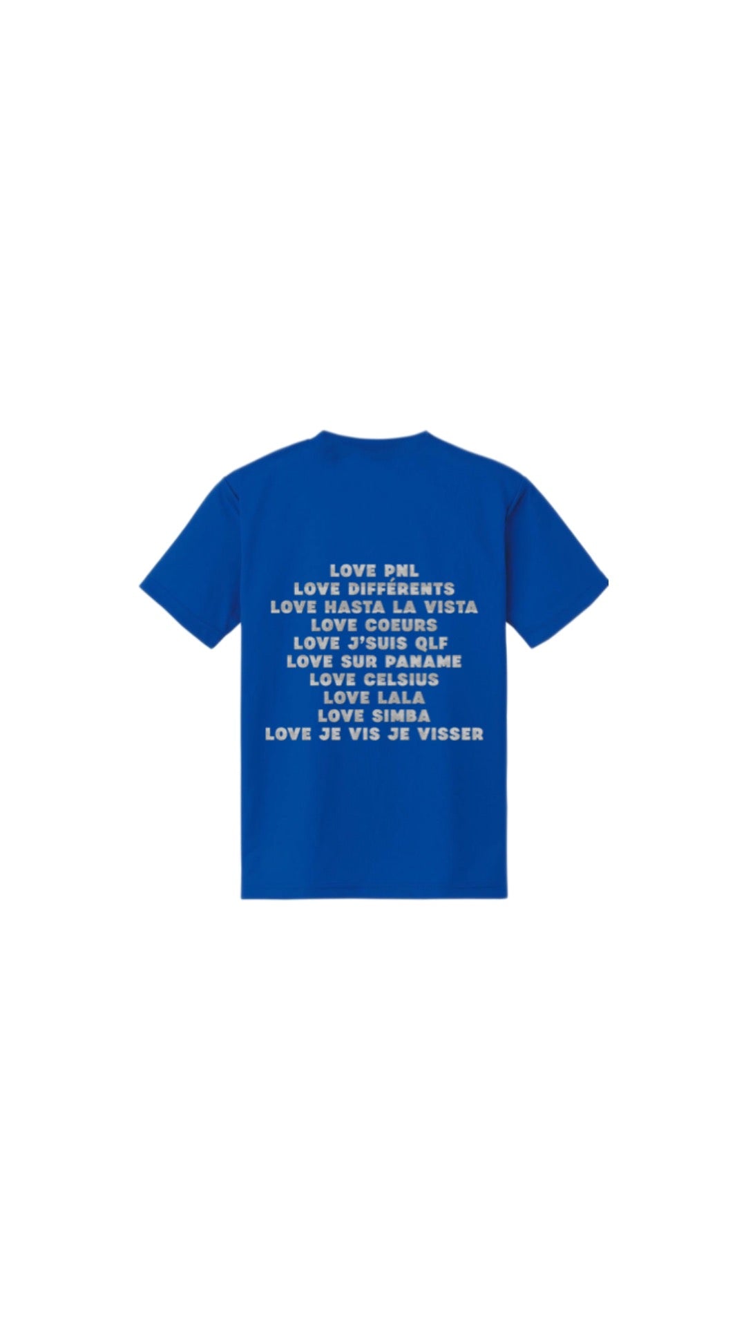 T-shirt LOVE PNL bleu électrique pailleté argenté