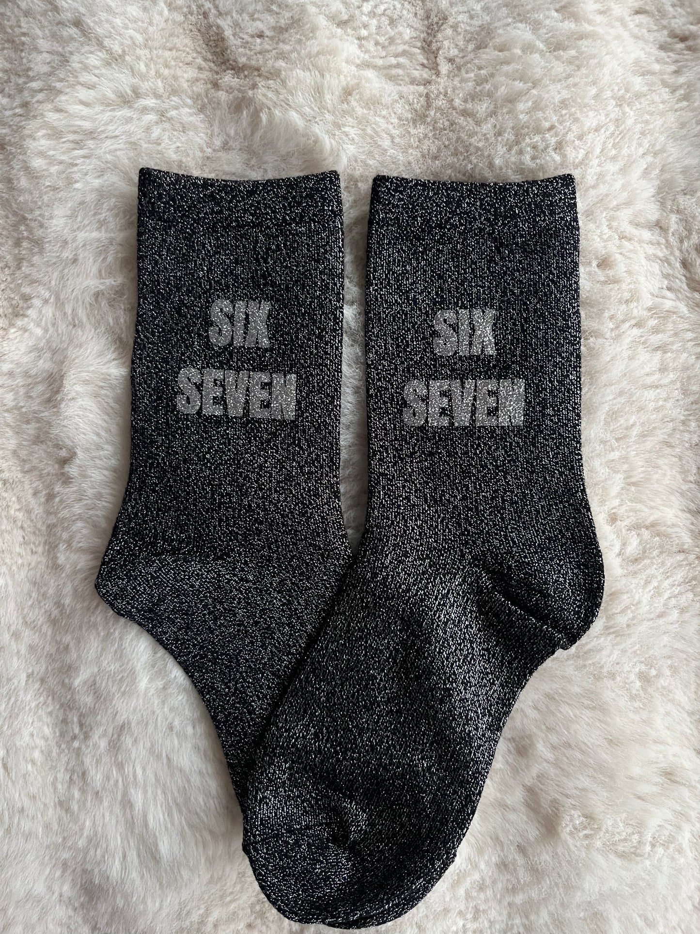 Chaussettes à paillettes " SIX SEVEN " argenté pailleté