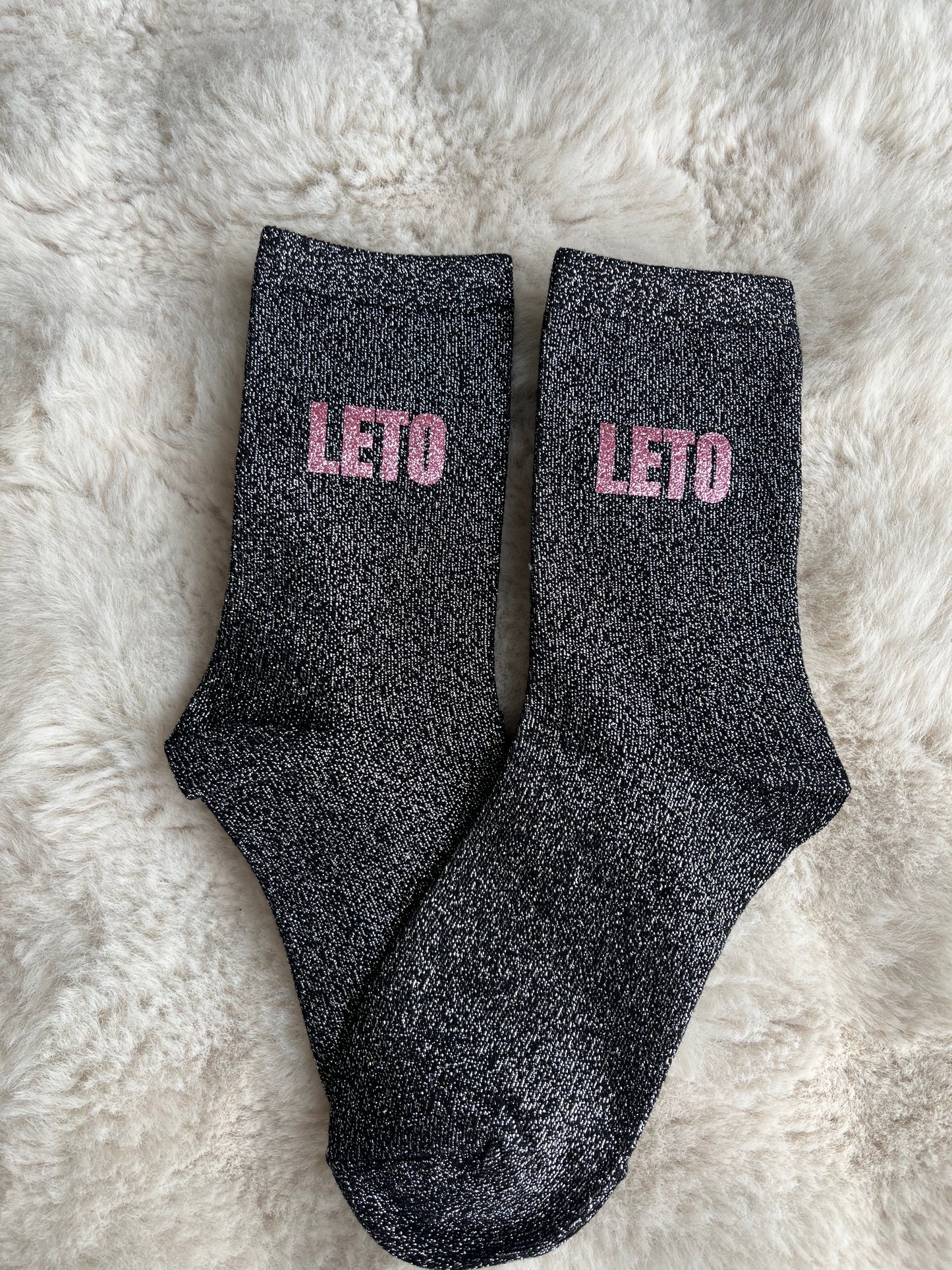 Chaussettes à paillettes "LETO " rose pailleté