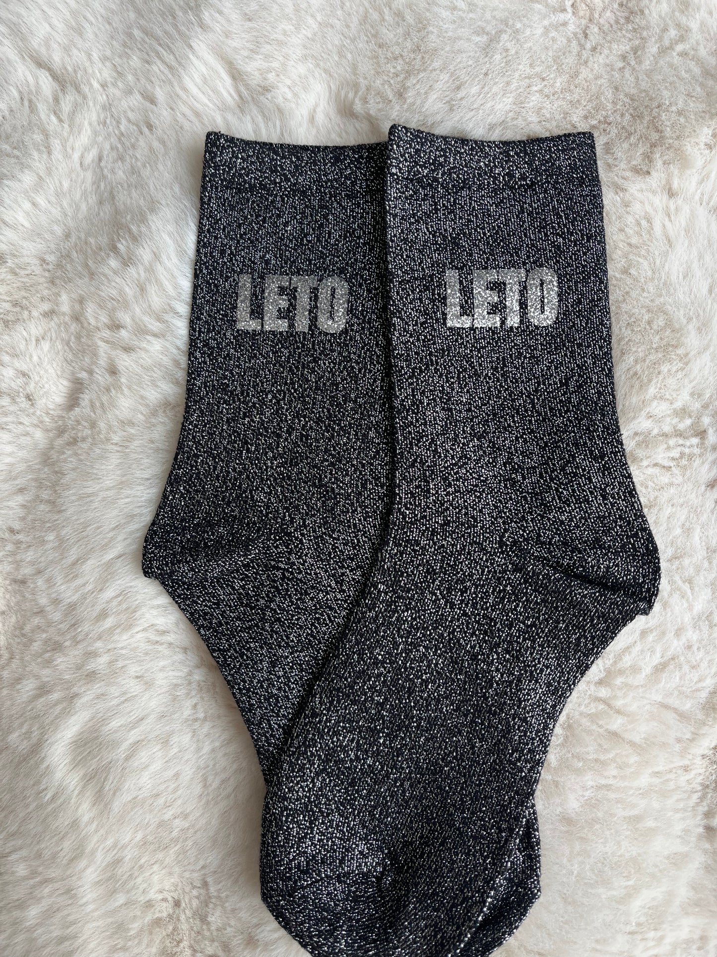 Chaussettes à paillettes " LETO " argenté pailleté