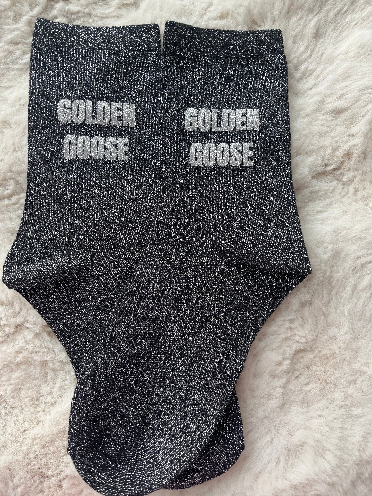 Chaussettes à paillettes " GOLDEN GOOSE " noir argenté pailleté