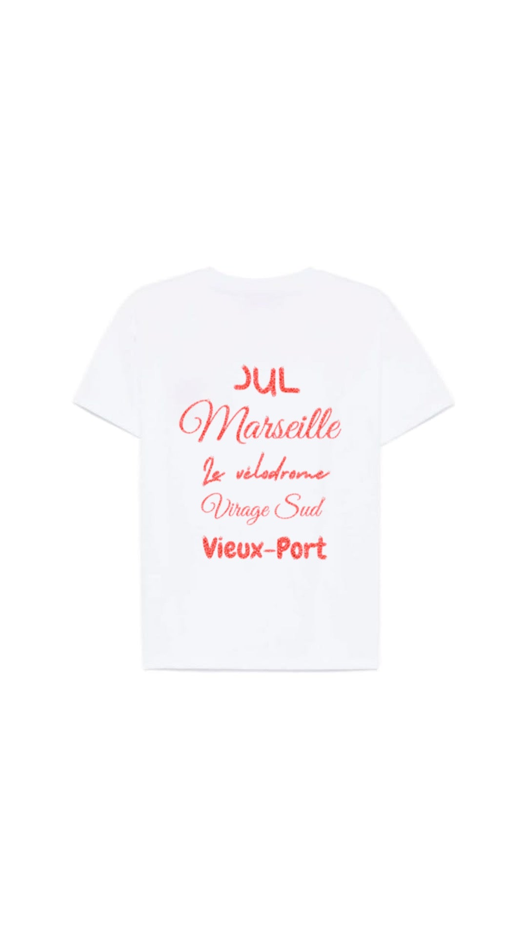 T-shirt " LOVE MARSEILLE " orange pailleté