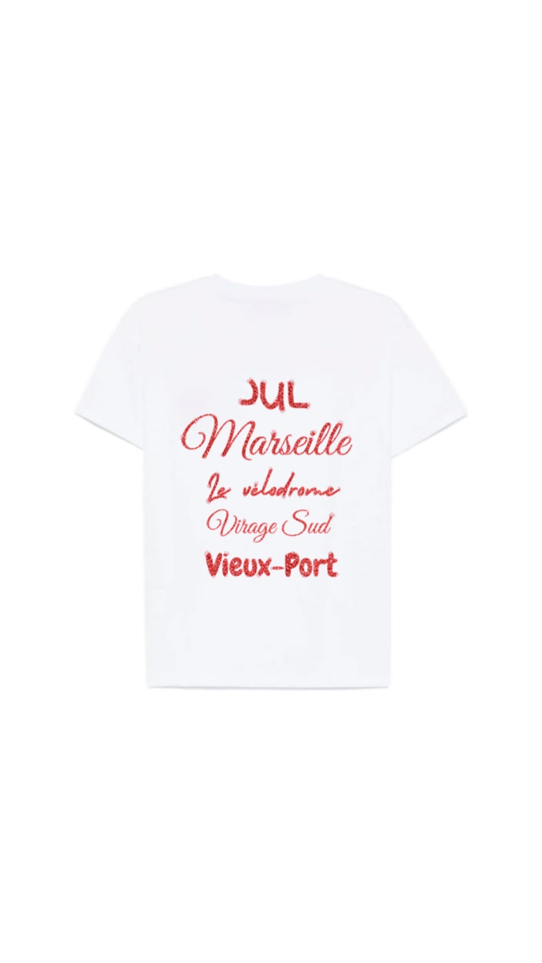 T-shirt " LOVE MARSEILLE " rouge pailleté
