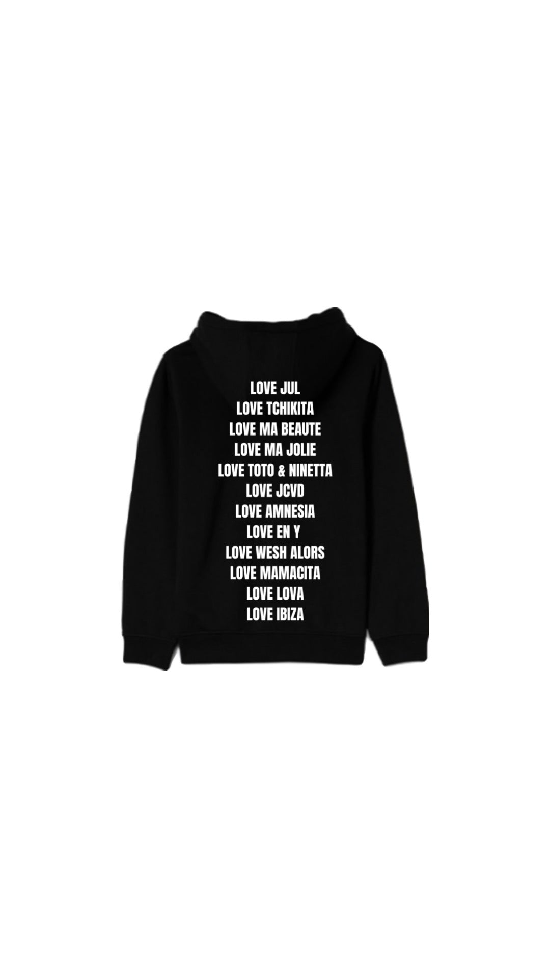 Sweat " LOVE JUL " avec écriture blanc pailleté