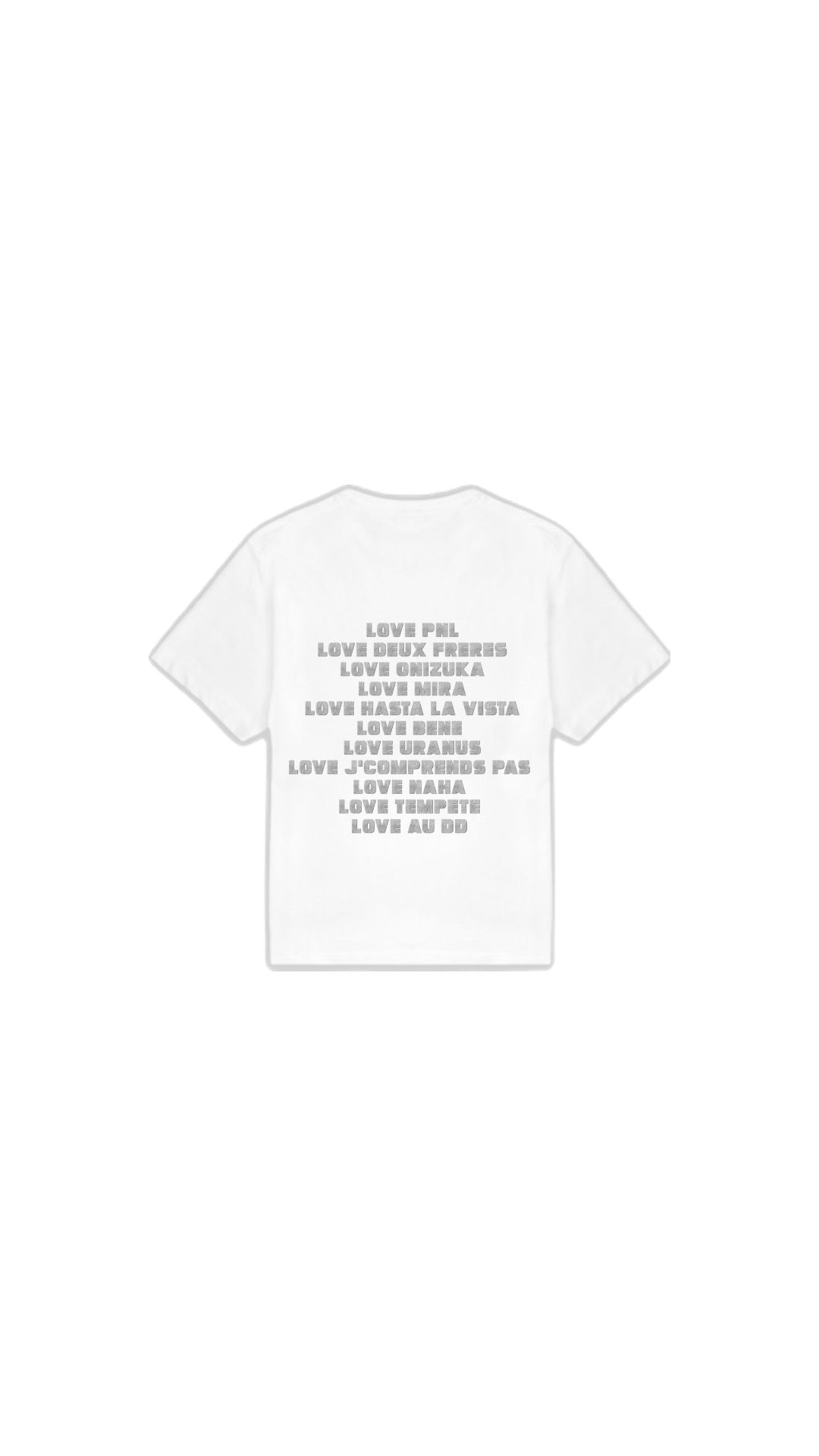 T-SHIRT " LOVE PNL " en argenté pailleté