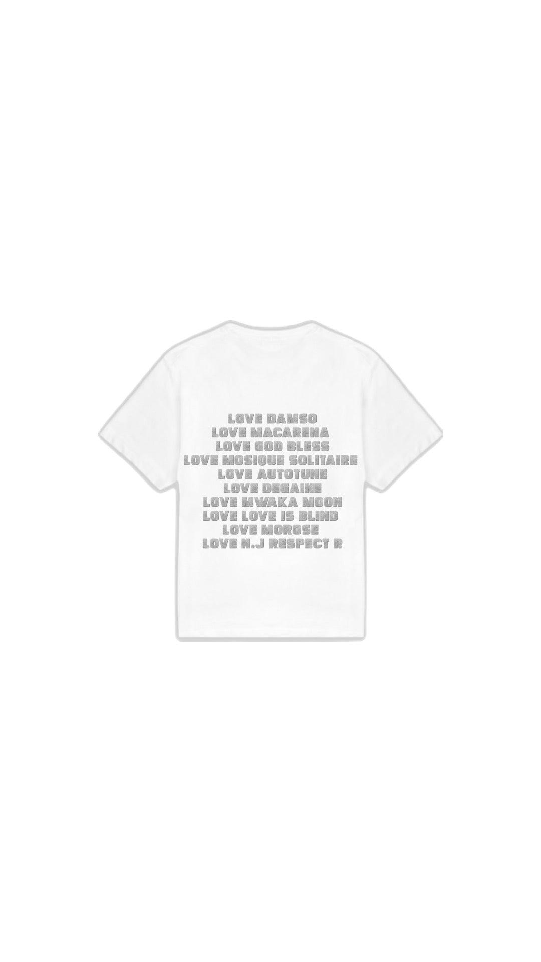 T-SHIRT " LOVE DAMSO " en argenté pailleté