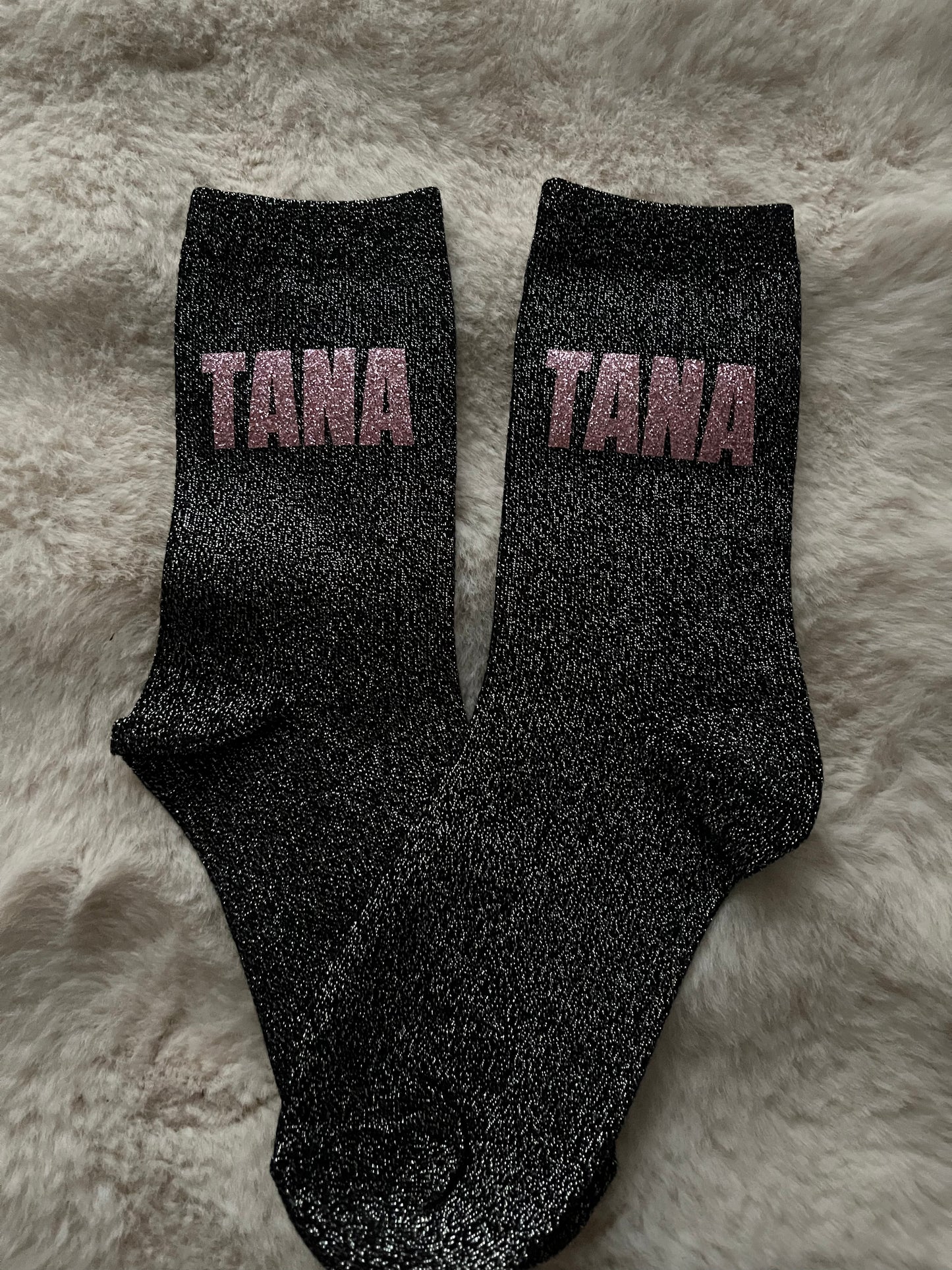 Chaussettes à paillettes " TANA " noir