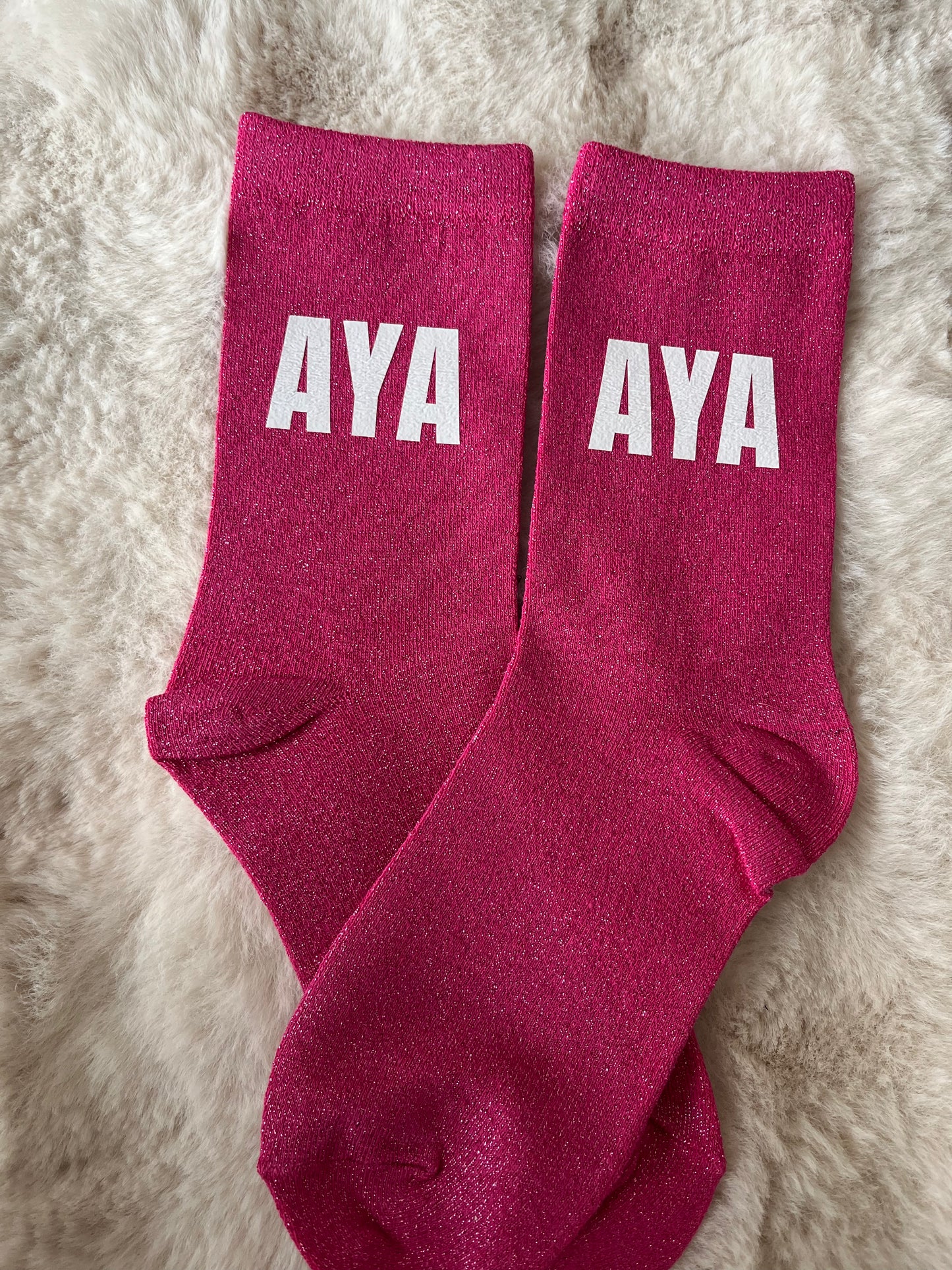 Chaussettes à paillettes " AYA " rose