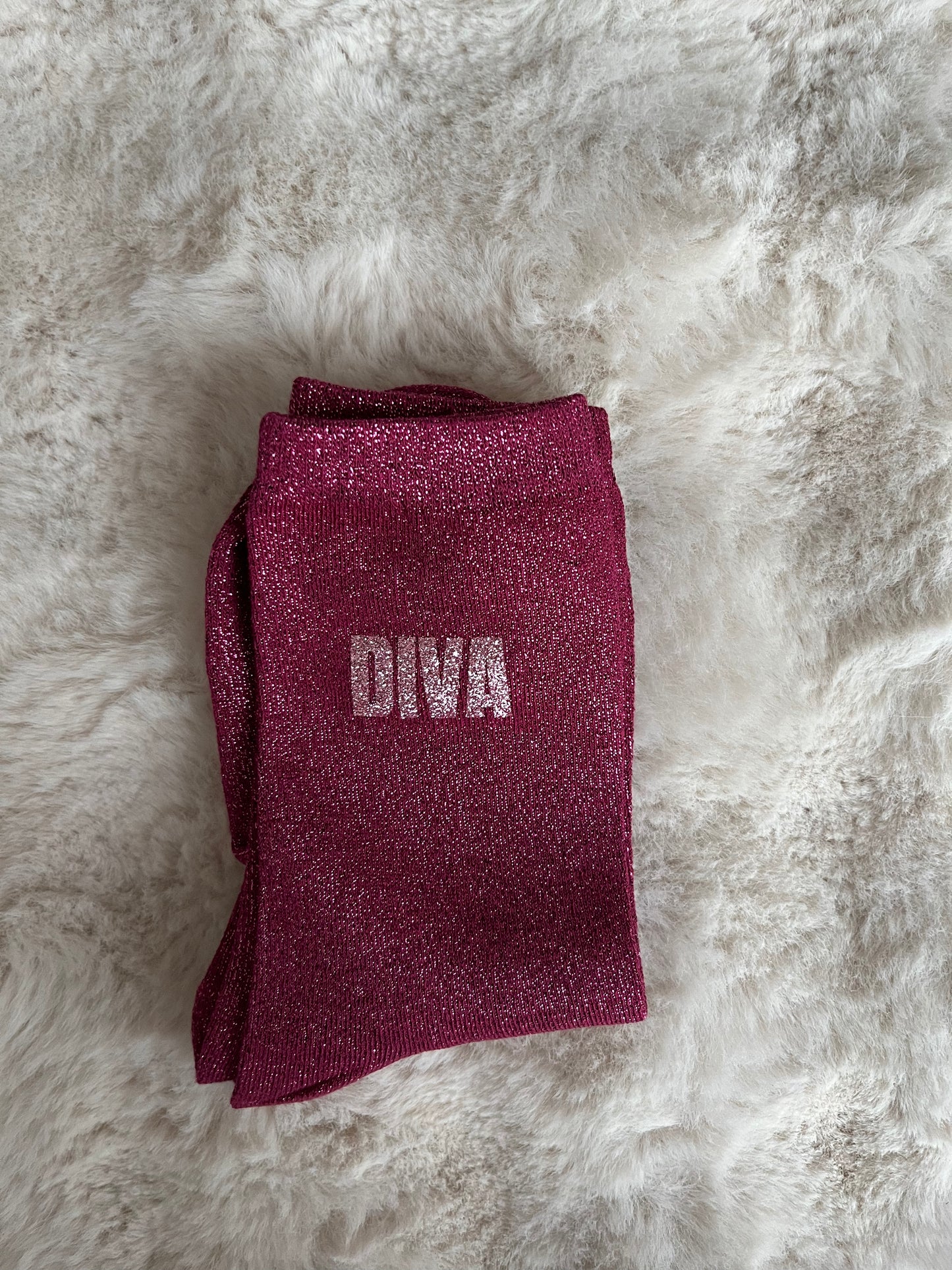 Chaussettes à paillettes " DIVA " bordeaux
