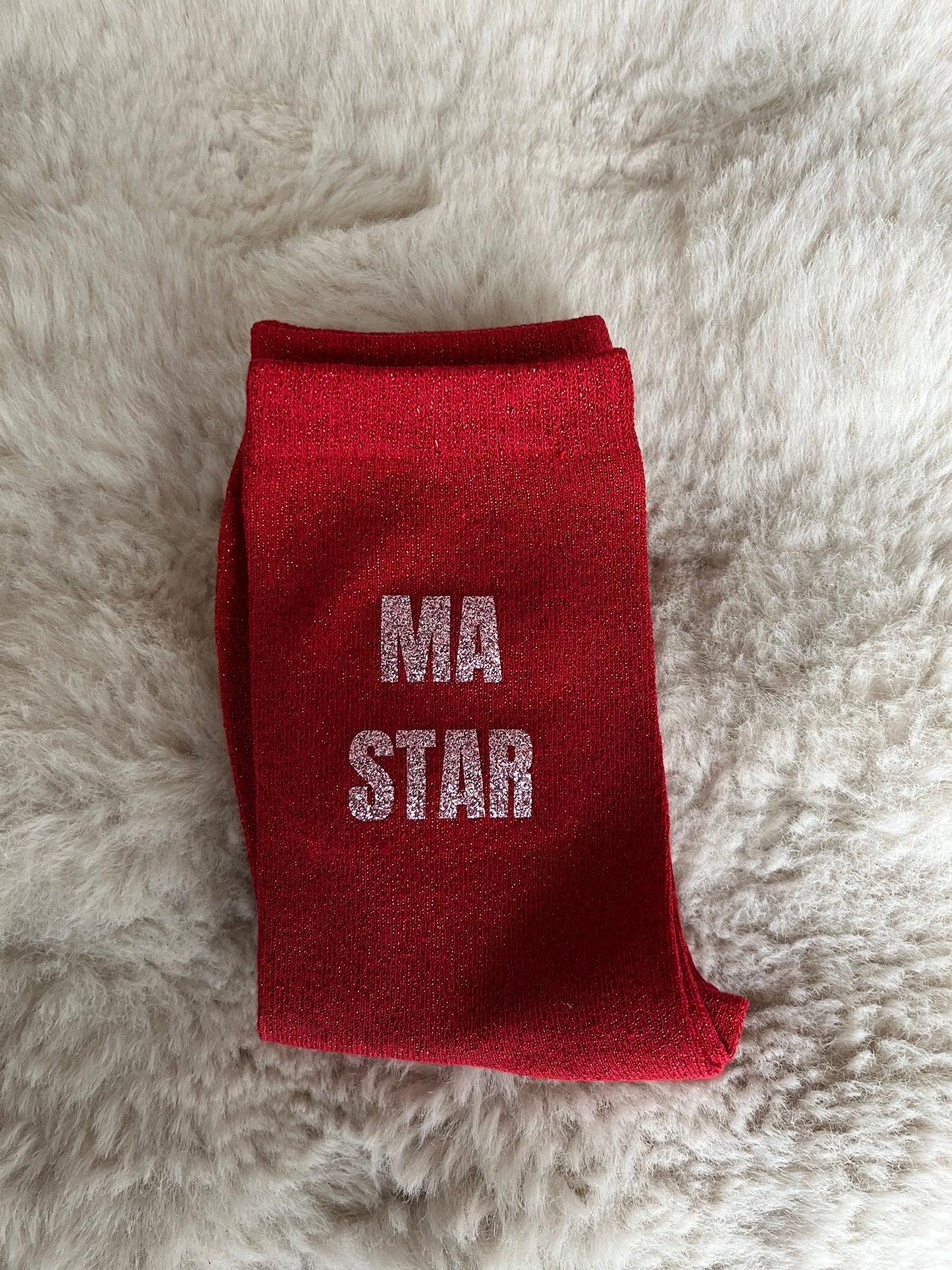 Chaussettes à paillettes " MA STAR " rouge