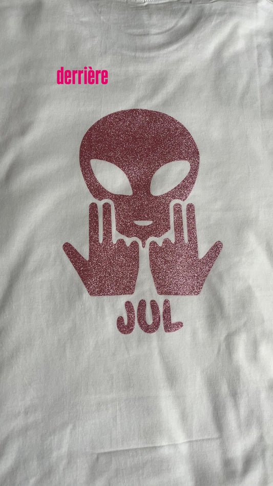 T-shirt OVNI rose pailleté