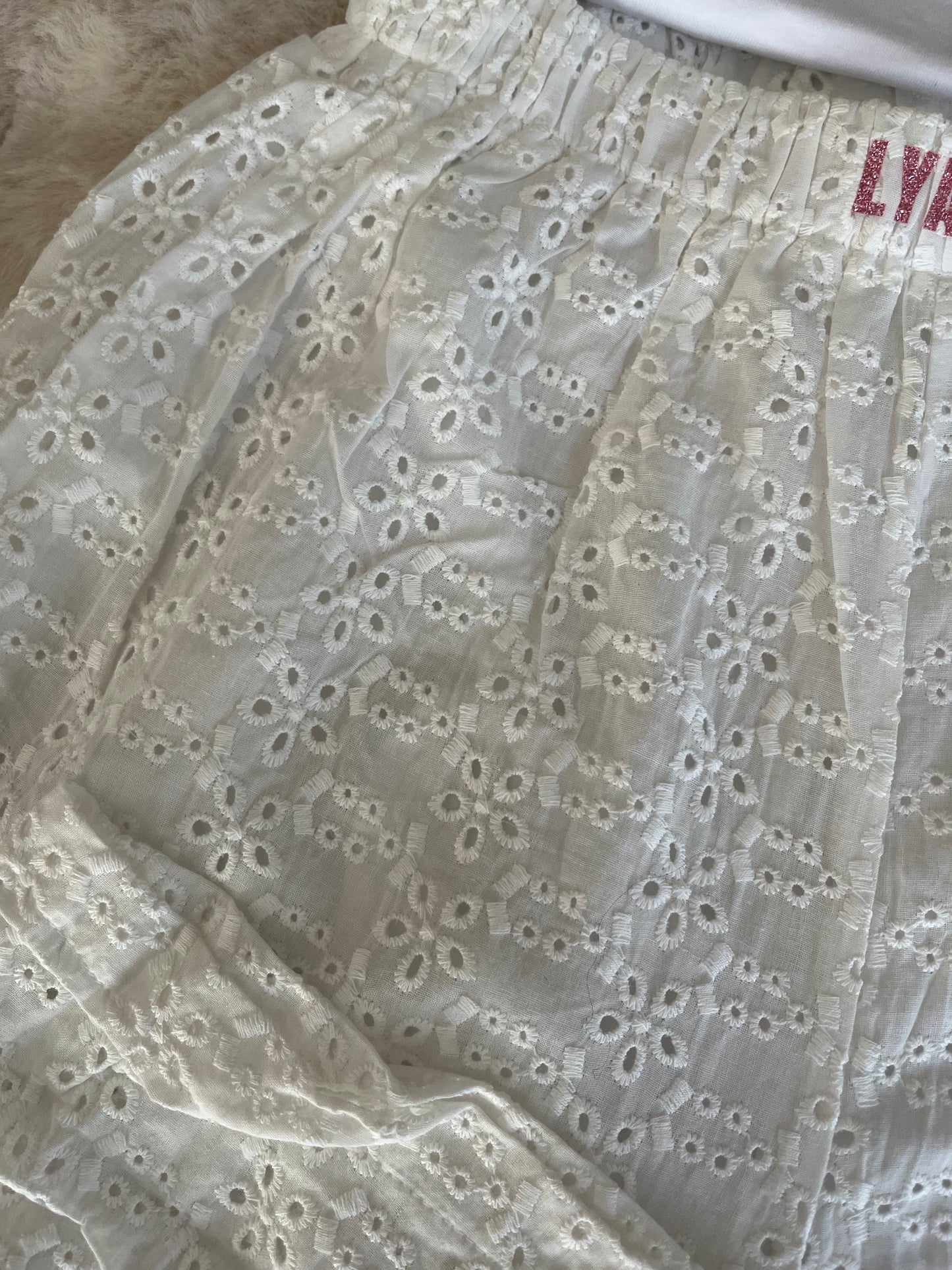 Pantalon brodé prénom + DETP rose pailleté