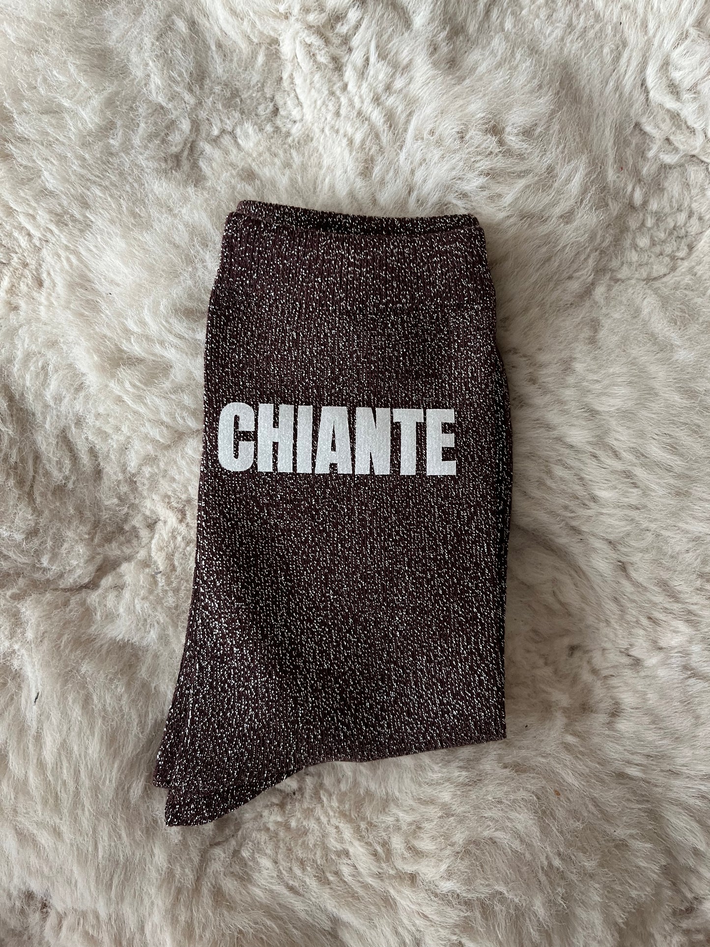Chaussettes à paillettes " CHIANTE " MARRON