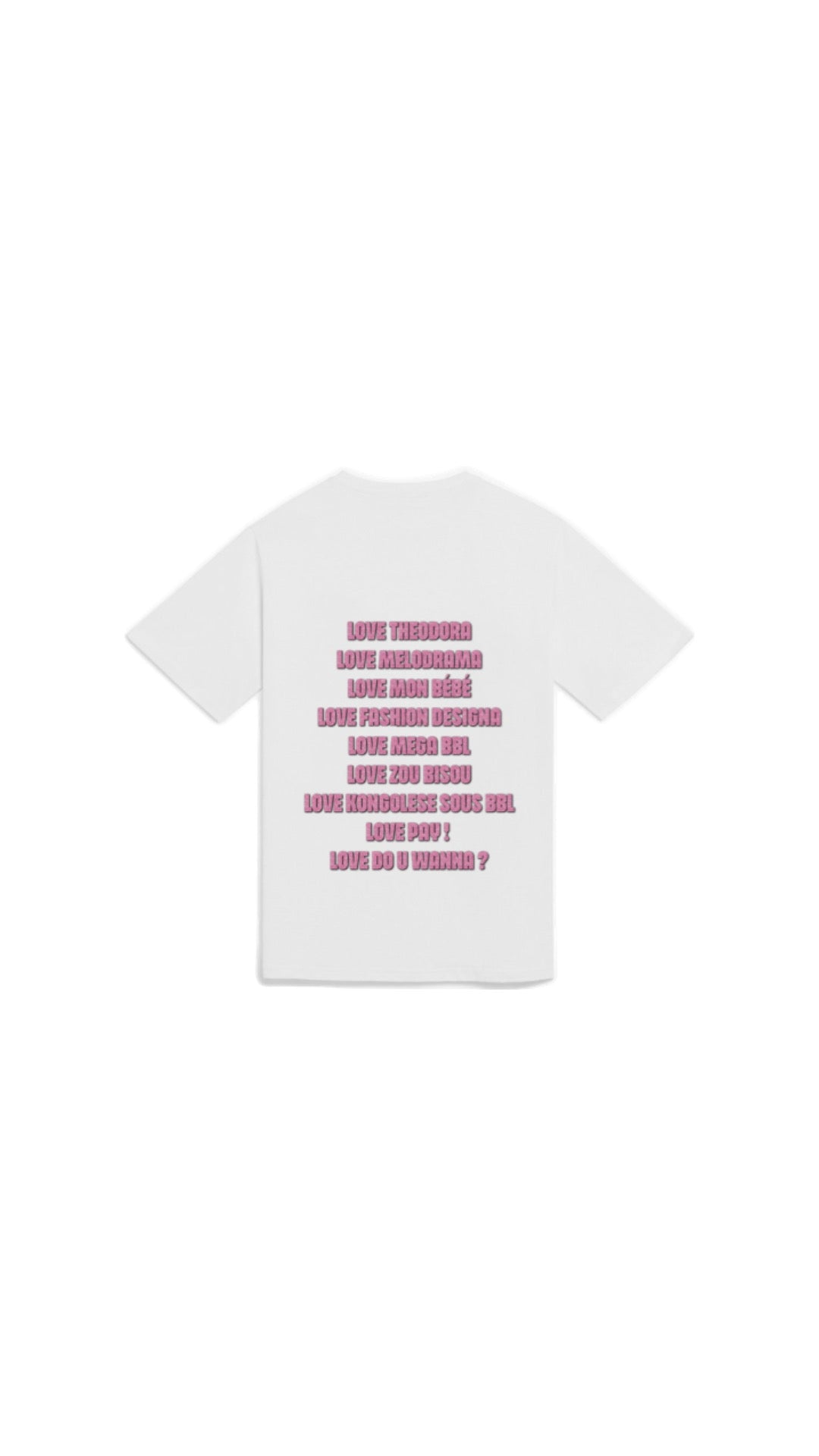 T-shirt "LOVE THEODORA" rose pailleté