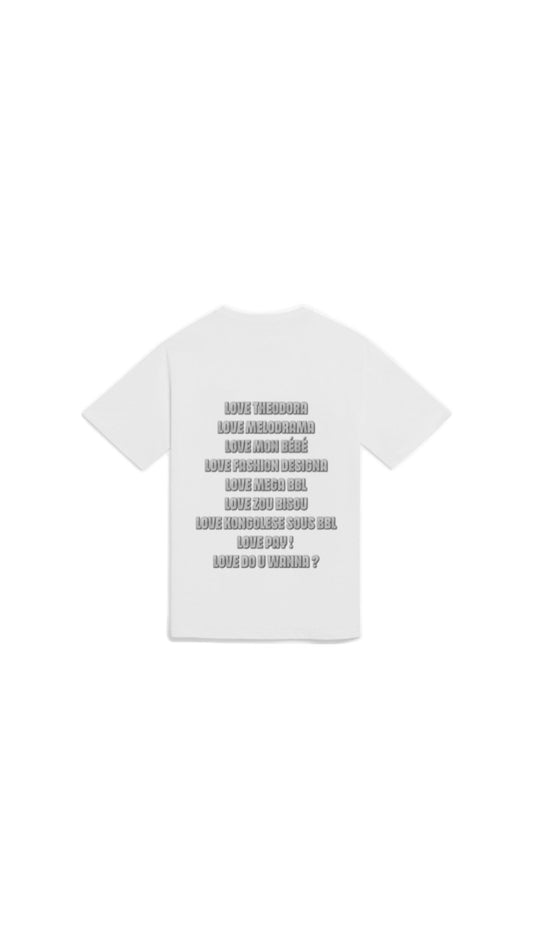 T-shirt "LOVE THEODORA" en pailleté argenté