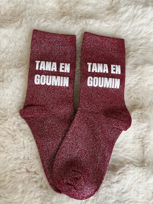 Chaussettes à paillettes " TANA EN GOUMIN " bordeaux