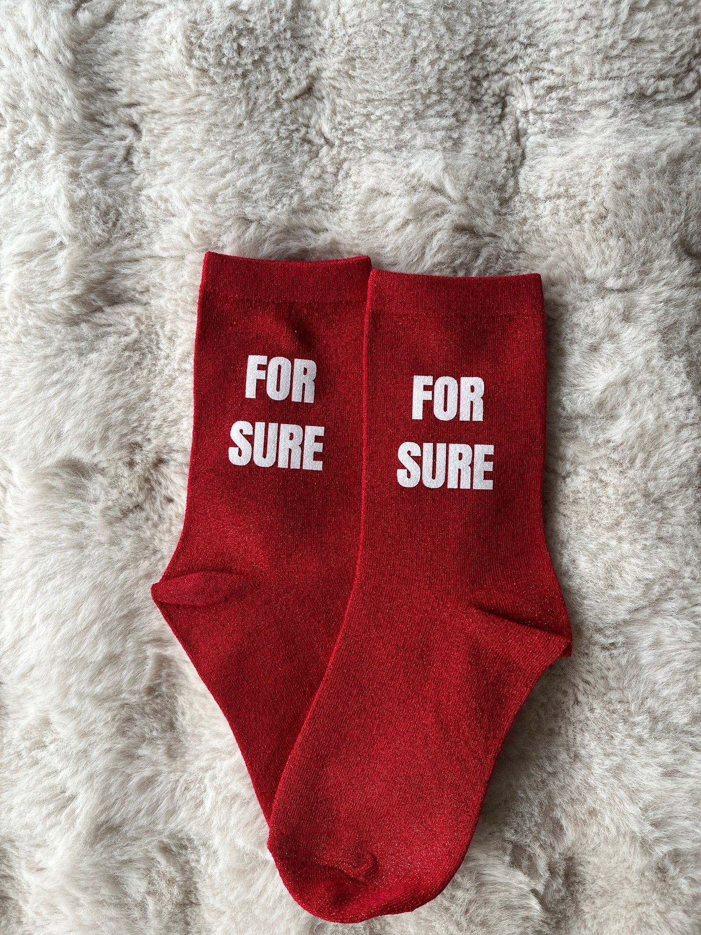 Chaussettes à paillettes " FOR SURE " rouge