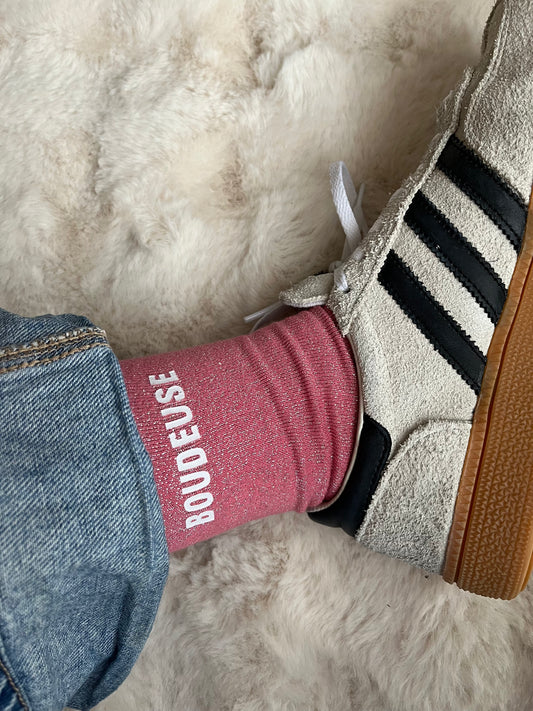 Précommande de chaussettes à paillettes " BOUDEUSE "