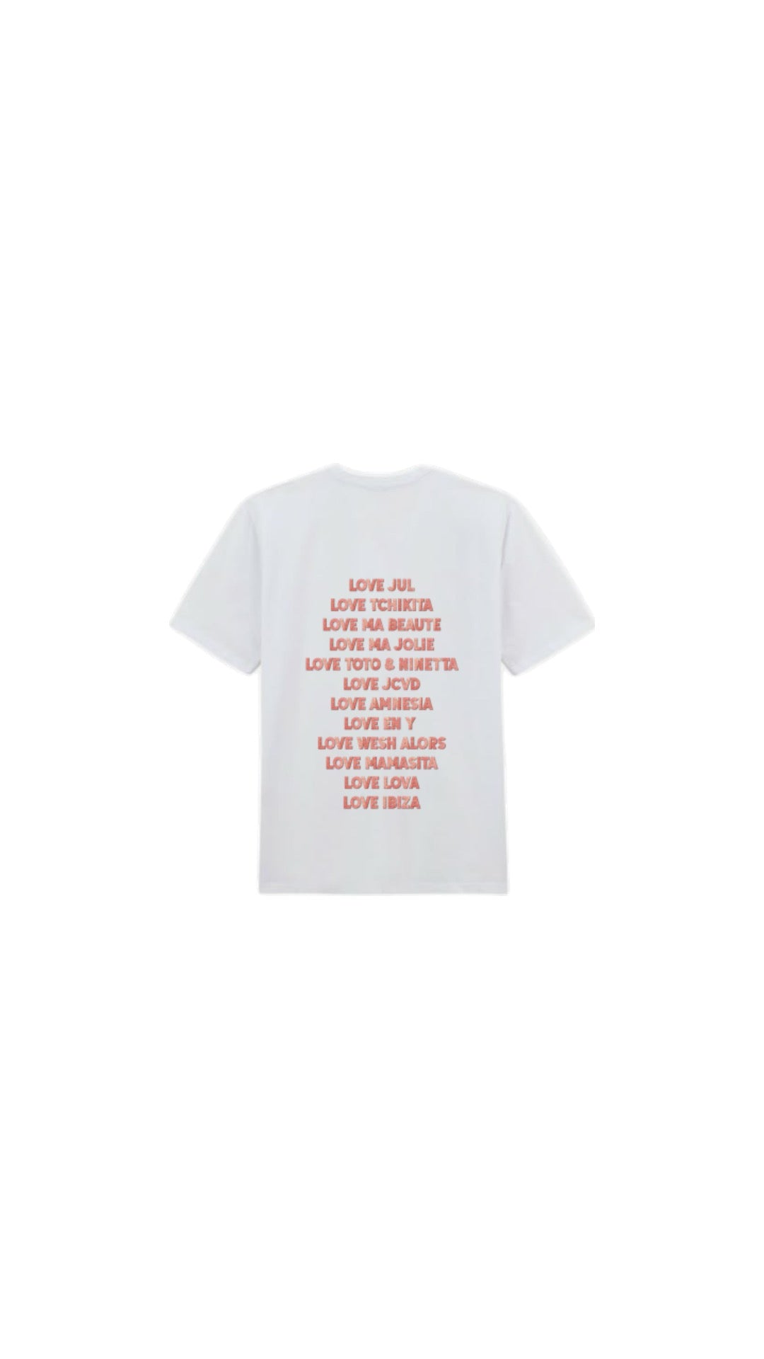 T-shirt " LOVE JUL " en orange pailleté