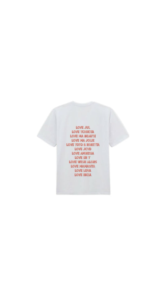 T-shirt " LOVE JUL " en orange pailleté AVEC PERSONNALISATION