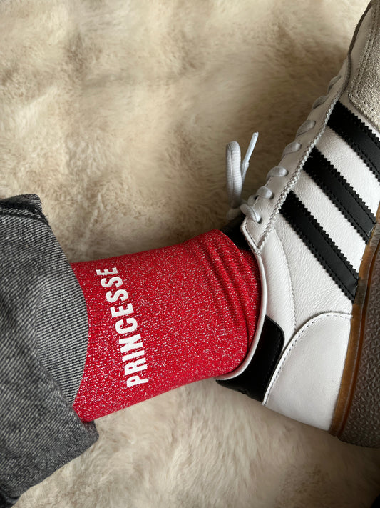 Chaussettes à paillettes " PRINCESSE " ROUGE