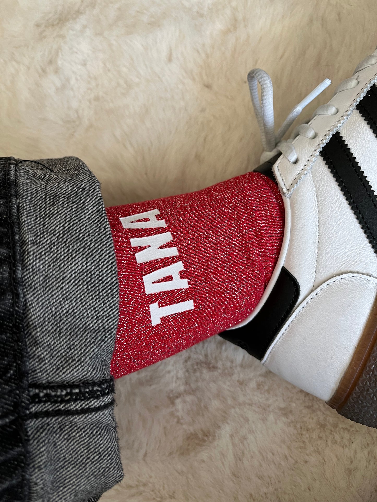 Chaussettes à paillettes " TANA " ROUGE