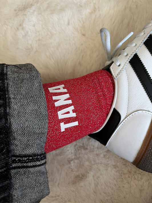 Chaussettes à paillettes " TANA " ROUGE