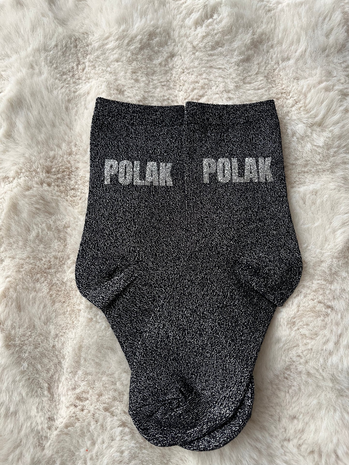 PRECOMMANDE Chaussettes à paillettes " POLAK " NOIR ARGENTE