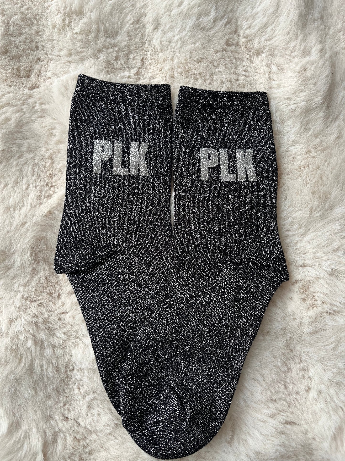 PRECOMMANDE Chaussettes à paillettes " PLK " NOIR ARGENTE