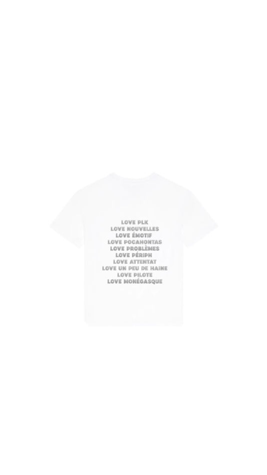 T-shirt " LOVE PLK " en argenté pailleté