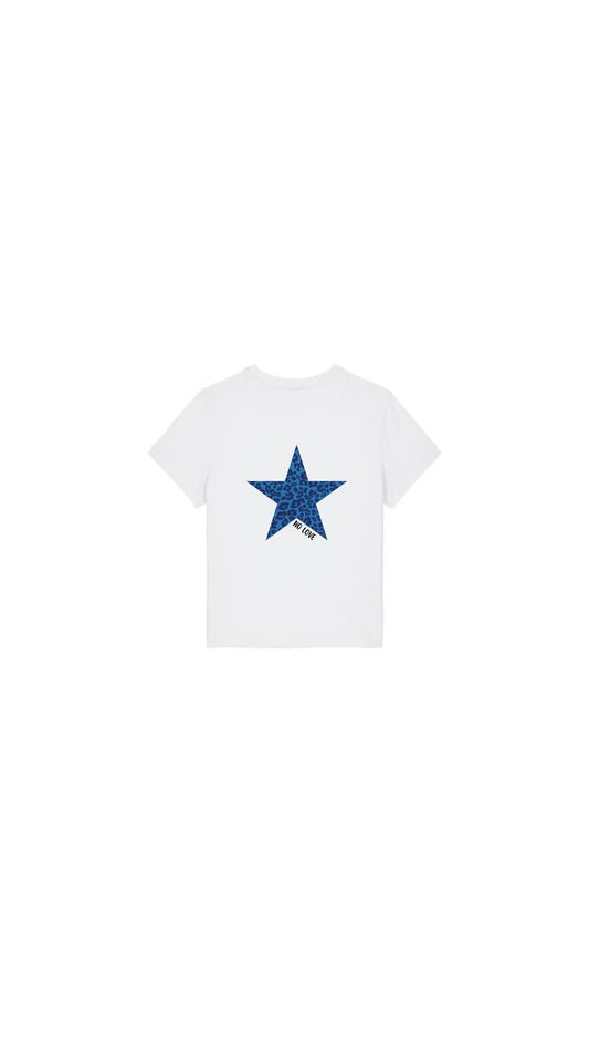 T-SHIRT STAR LEOPARD BLEU