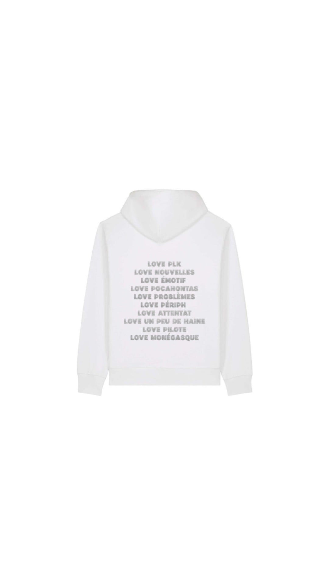 Sweat blanc " LOVE PLK " argenté pailleté