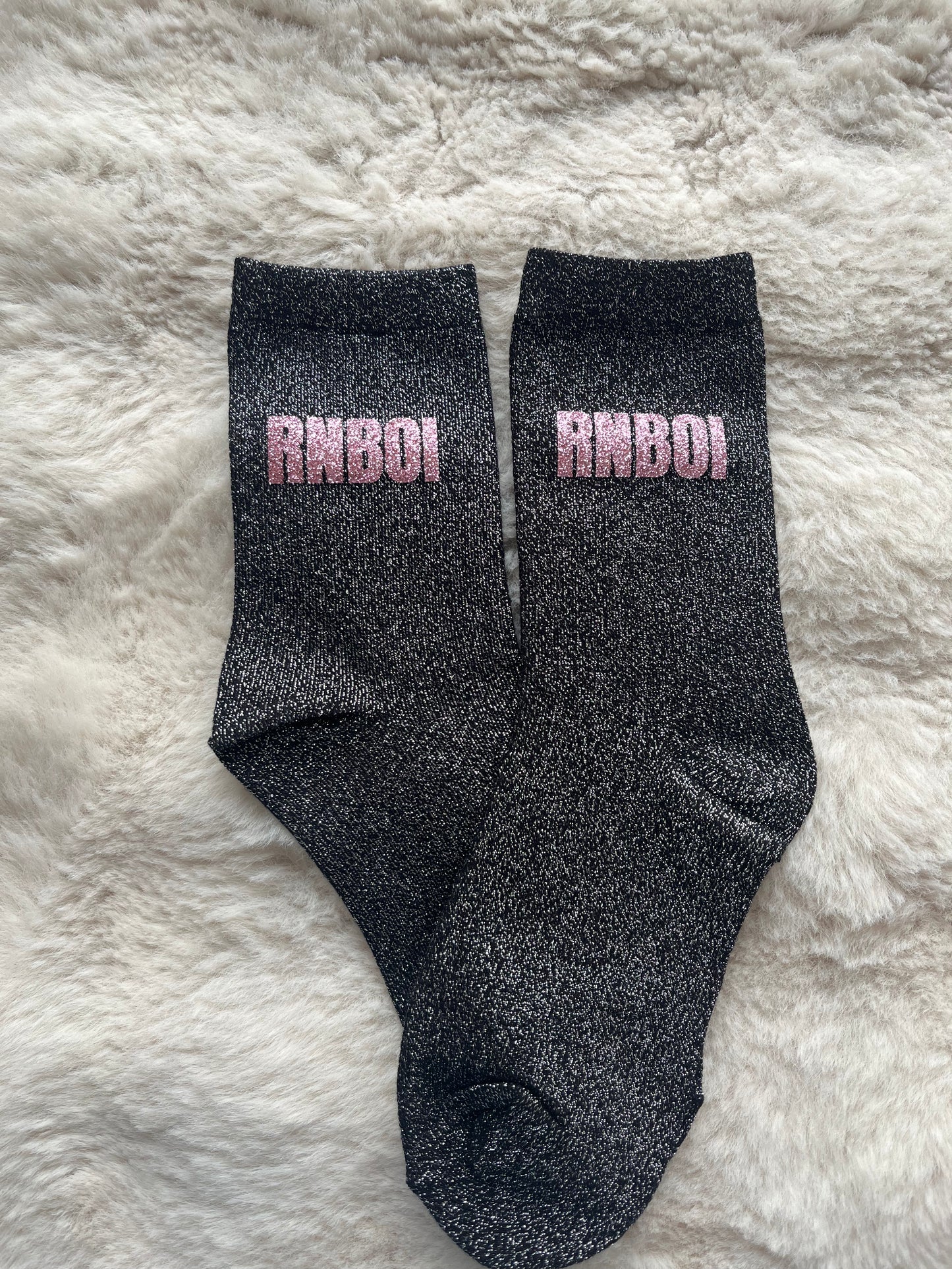 Chaussettes à paillettes " RNBOI " rose pailleté