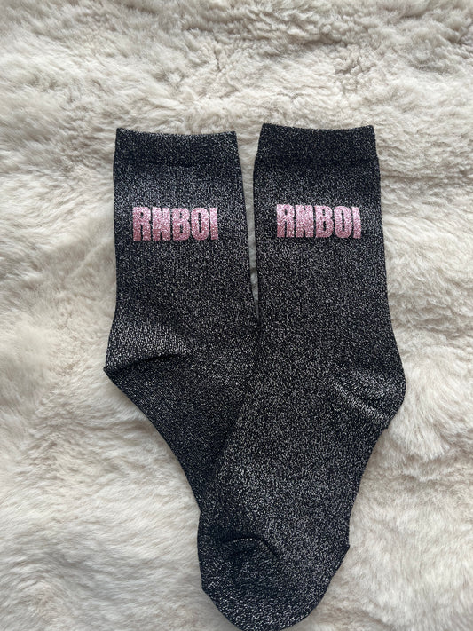 Chaussettes à paillettes " RNBOI " rose pailleté