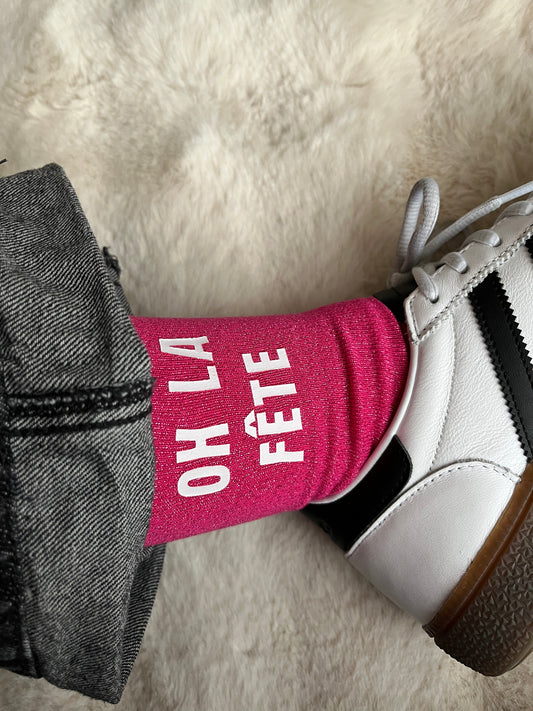 Chaussettes à paillettes " OH LA FETE "