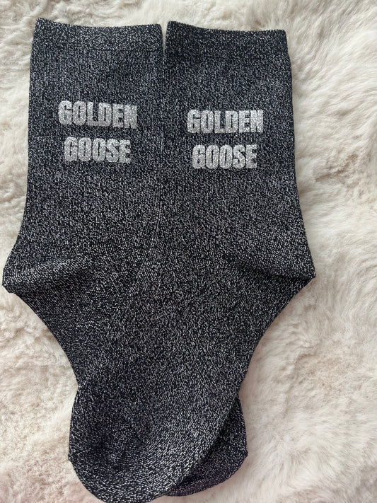 Chaussettes à paillettes " GOLDEN GOOSE " noir argenté pailleté