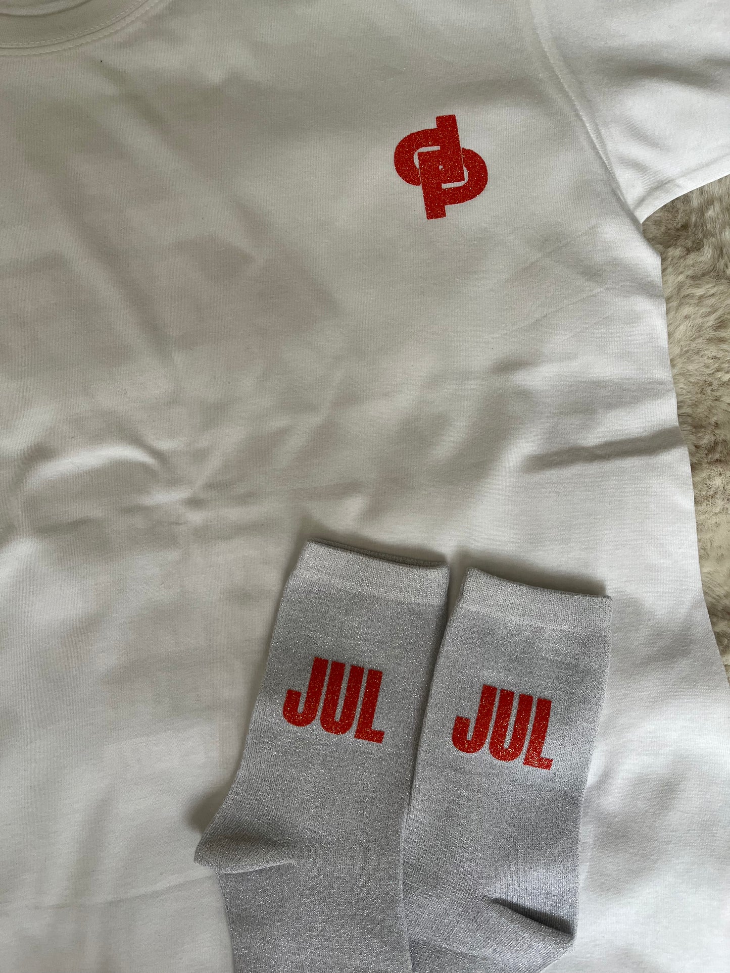 PACK T SHIRT + chaussettes à paillettes orange