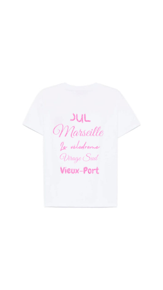 T-shirt " LOVE MARSEILLE " rose pailleté