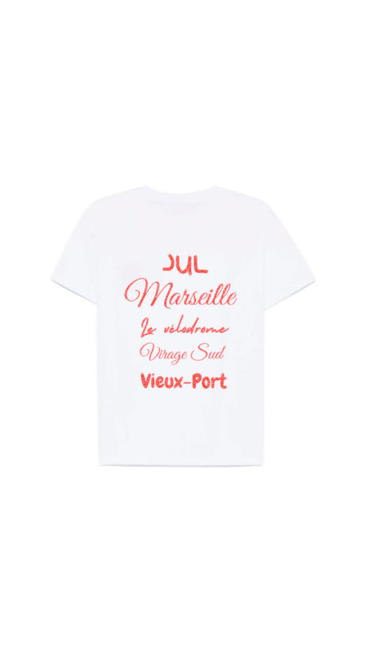 T-shirt " LOVE MARSEILLE " orange pailleté