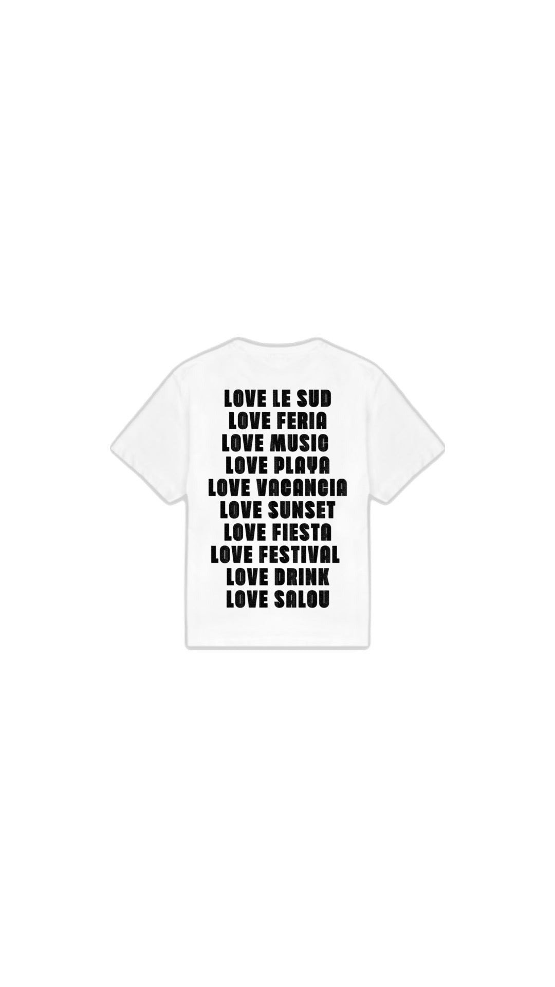 T-shirt " LOVE LE SUD " en noir argenté pailleté