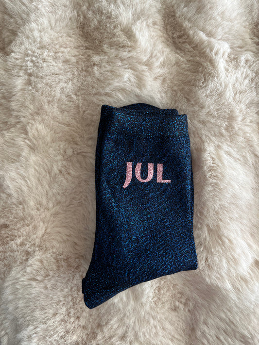 Chaussettes à paillettes " JUL " bleu électrique