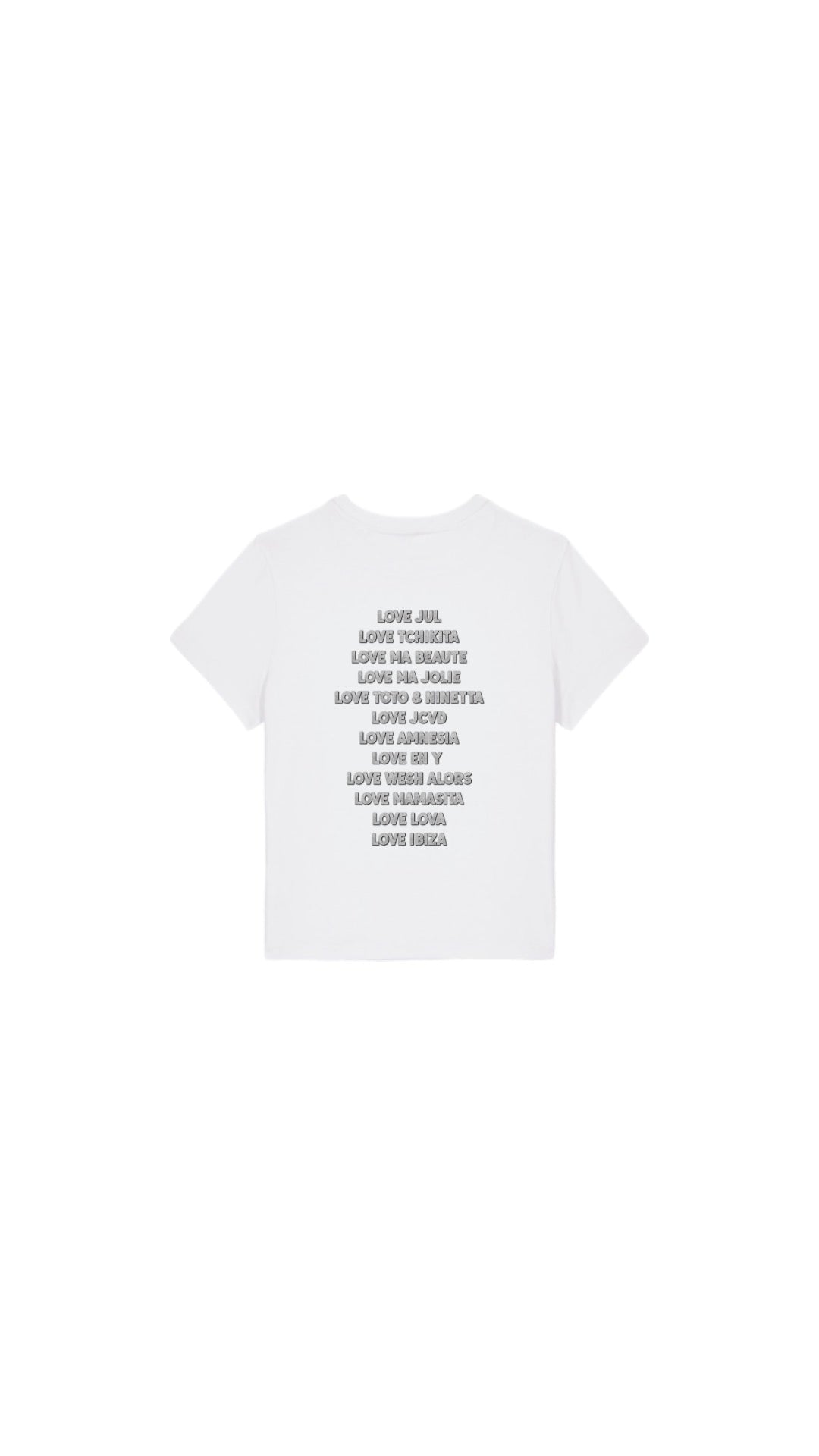 T-shirt " LOVE JUL " en pailleté argenté