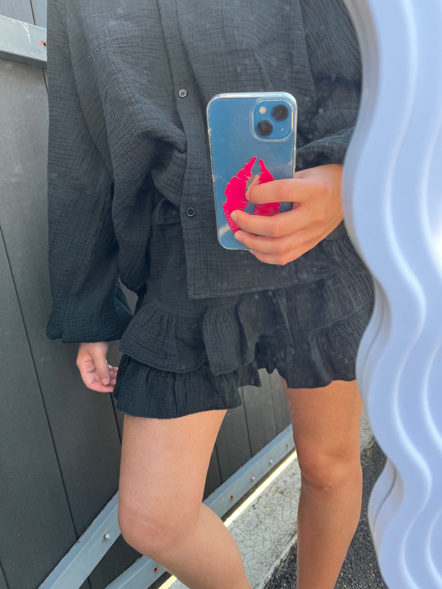 Ensemble en gaz de coton LINA NOIR