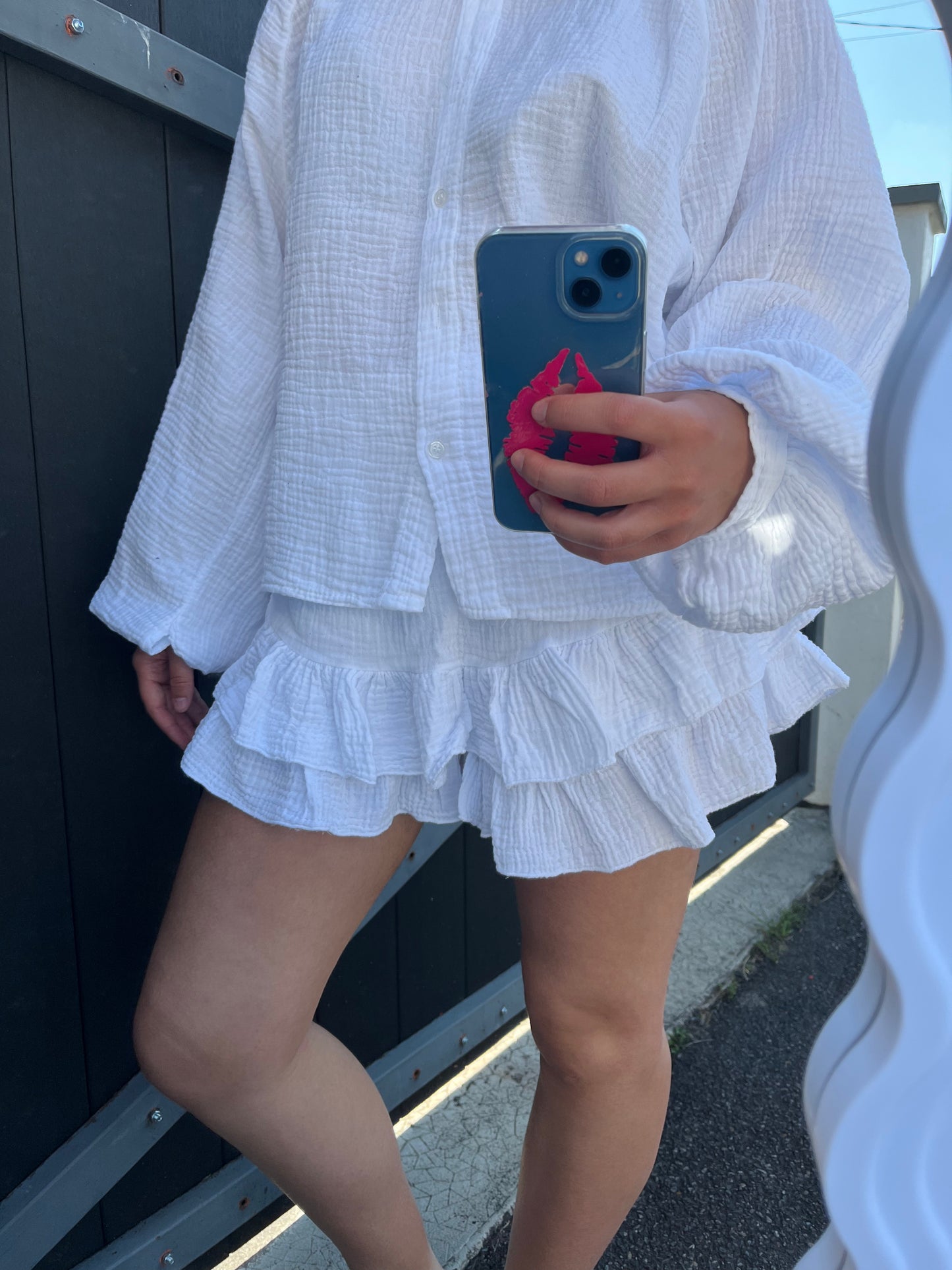 Ensemble en gaz de coton LINA BLANC